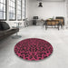 Round Patterned Brown Red Rug in a Office, pat2252brn