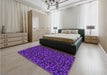 Patterned Clematis Violet Purple Rug in a Bedroom, pat2252pur