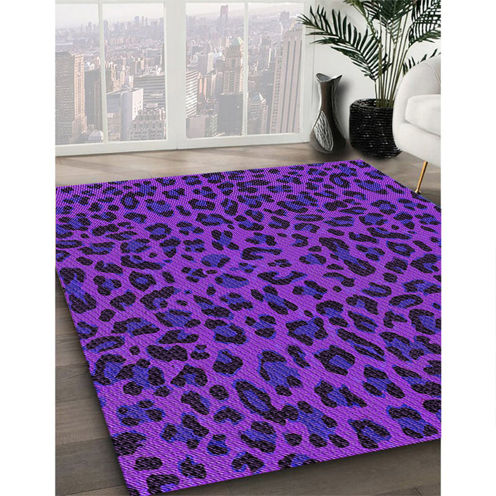Machine Washable Transitional Clematis Violet Purple Rug in a Family Room, wshpat2252pur
