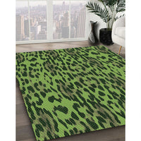 Patterned Dark Forest Green Rug, pat2253grn