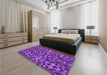 Patterned Bright Purple Rug in a Bedroom, pat2253pur