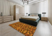 Patterned Neon Orange Rug in a Bedroom, pat2253yw