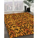 Patterned Neon Orange Rug in Family Room, pat2253yw