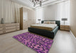 Machine Washable Transitional Orchid Purple Rug in a Bedroom, wshpat2253