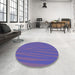 Round Patterned Amethyst Purple Rug in a Office, pat2254blu