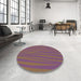 Round Patterned Raspberry Purple Rug in a Office, pat2254lblu