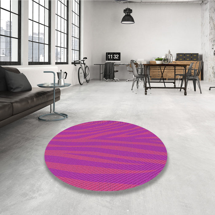 Round Patterned Deep Pink Rug in a Office, pat2254pur