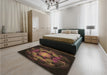 Patterned Sienna Brown Rug in a Bedroom, pat2255brn