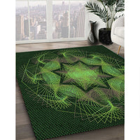 Patterned Dark Lime Green Rug, pat2255grn