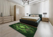 Patterned Dark Lime Green Rug in a Bedroom, pat2255grn