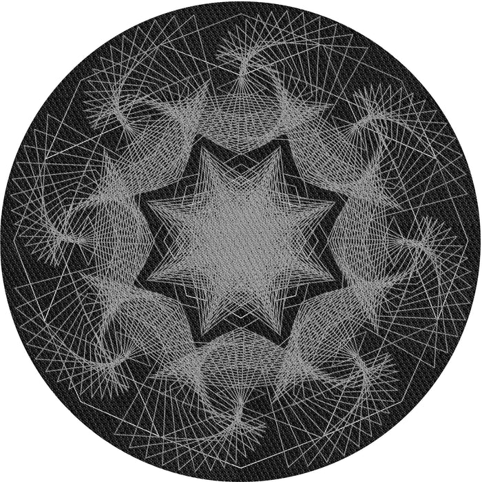 Square Patterned Black Rug, pat2255gry