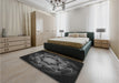 Patterned Black Rug in a Bedroom, pat2255gry