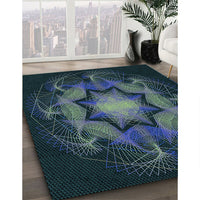 Patterned Black Rug, pat2255lblu