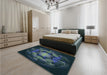 Patterned Black Rug in a Bedroom, pat2255lblu