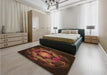 Patterned Chocolate Brown Rug in a Bedroom, pat2255org