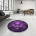 Round Patterned Dark Orchid Purple Rug in a Office, pat2255pur