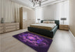 Patterned Dark Orchid Purple Rug in a Bedroom, pat2255pur