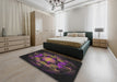 Patterned Mid Gray Novelty Rug in a Bedroom, pat2255