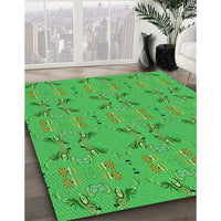 Patterned Neon Green Rug, pat2256grn