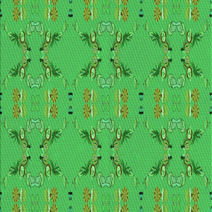 Machine Washable Transitional Neon Green Rug, wshpat2256grn