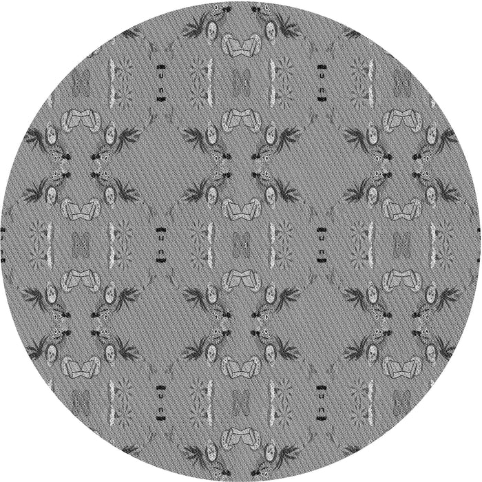 Square Patterned Dark Gray Rug, pat2256gry