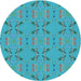 Square Patterned Bright Cyan Blue Rug, pat2256lblu