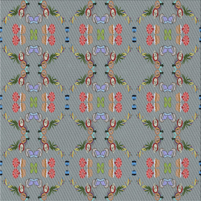 Square Patterned Carbon Gray Novelty Rug, pat2256