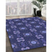 Patterned Blue Rug in Family Room, pat2257blu