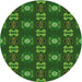 Square Patterned Deep Emerald Green Rug, pat2257grn