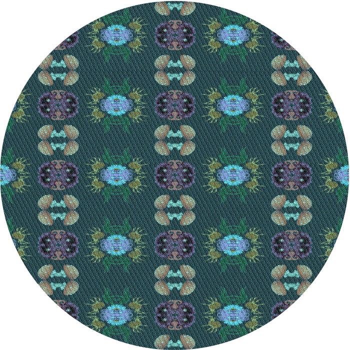 Square Machine Washable Transitional Deep-Sea Green Rug in a Living Room, wshpat2257lblu