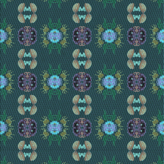 Patterned Deep-Sea Green Rug, pat2257lblu