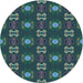 Square Patterned Deep-Sea Green Rug, pat2257lblu