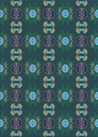 Machine Washable Transitional Deep-Sea Green Rug, wshpat2257lblu