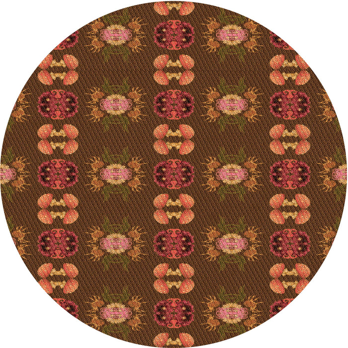 Square Patterned Saffron Red Rug, pat2257org