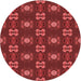 Square Machine Washable Transitional Cranberry Red Rug in a Living Room, wshpat2257rd