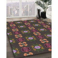Patterned Dark Almond Brown Novelty Rug, pat2257