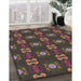 Patterned Dark Almond Brown Novelty Rug in Family Room, pat2257