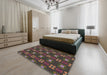 Patterned Dark Almond Brown Novelty Rug in a Bedroom, pat2257