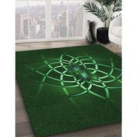 Patterned Green Rug, pat2258grn