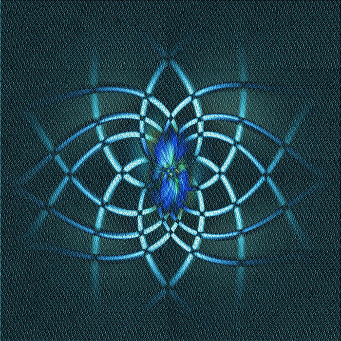 Round Patterned Dark Cyan Green Rug, pat2258lblu