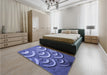Patterned Sky Blue Rug in a Bedroom, pat2259blu