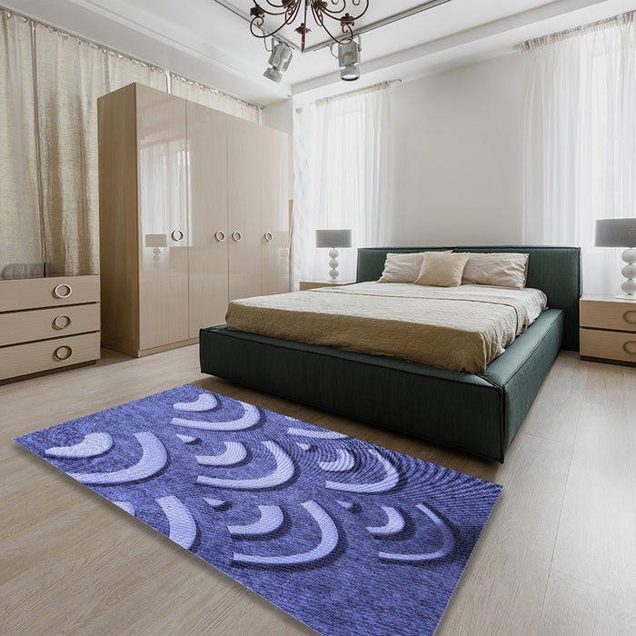 Patterned Sky Blue Rug in a Bedroom, pat2259blu