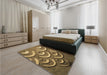 Patterned Orange Gold Rug in a Bedroom, pat2259brn