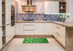 Patterned Green Rug in a Kitchen, pat2259grn