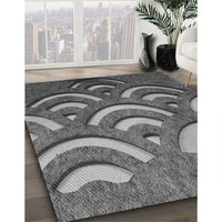 Patterned Black Rug, pat2259gry