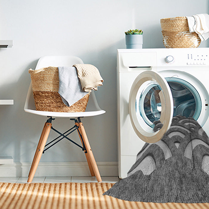 Machine Washable Transitional Black Rug in a Washing Machine, wshpat2259gry