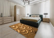 Patterned Saddle Brown Rug in a Bedroom, pat2259org