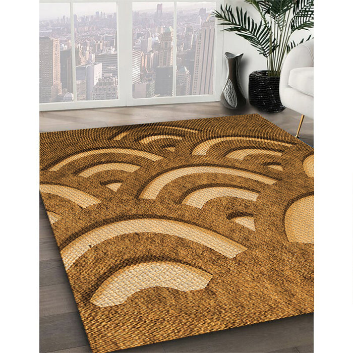 Machine Washable Transitional Saddle Brown Rug in a Family Room, wshpat2259org