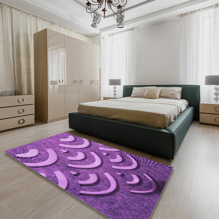Round Machine Washable Transitional Purple Rug in a Office, wshpat2259pur