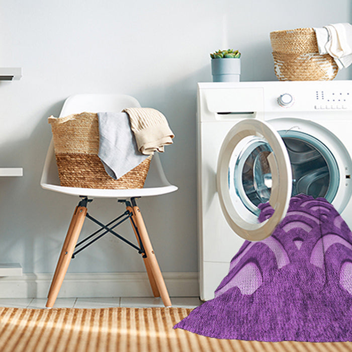Machine Washable Transitional Purple Rug in a Washing Machine, wshpat2259pur